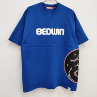 BEDWIN & THE HEARTBREAKERS S/S PRINT T 'SNEAKERWOLF 江戸文字 半袖Ｔシャツ ブルー ベドウィンアンドザハートブレイカーズ【中古】3-0702S♪