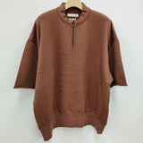 YOKE 新品未使用品 定価37400円 CUT-OFF HALF ZIP SWEAT SHIRT S/S  サイズ3 半袖スウェット トレーナー ブラウン系 メンズ ヨーク【中古】3-0503S☆