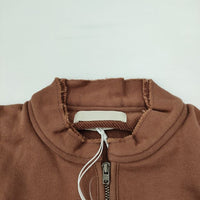 YOKE 新品未使用品 定価37400円 CUT-OFF HALF ZIP SWEAT SHIRT S/S  サイズ3 半袖スウェット トレーナー ブラウン系 メンズ ヨーク【中古】3-0503S☆