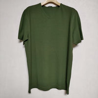 ZANONE icecotton 48 イタリア製 Vネック 半袖 Ｔシャツ カットソー グリーン メンズ ザノーネ【中古】3-0715S∞