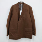 YOKE 新品 COVERED JACKET ノーカラーダブルブレストジャケット 定価74800円 テーラードジャケット 22AW ブラウン ヨーク【中古】3-1005T♪