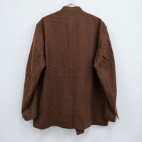 YOKE 新品 COVERED JACKET ノーカラーダブルブレストジャケット 定価74800円 テーラードジャケット 22AW ブラウン ヨーク【中古】3-1005T♪