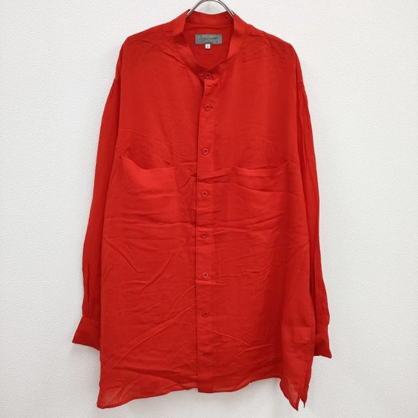 Yohji Yamamoto POUR HOMME RED CELLULOSE LAWN BREAST PANEL POCKET BLOUSE シャツ 22SS 赤 ヨウジヤマモトプールオム【中古】4-0410M♪