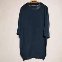 walenode 新品 Washable silk Sheer knit T-shirts 定価30800円 シルク 半袖 ニット ネイビー メンズ ウェルノード【中古】4-0619S∞