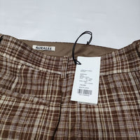 AURALEE 新品 LINEN SILK CHECK SLACKS A23SP02NC 定価44000円 スラックス パンツ 23SS ブラウン メンズ オーラリー【中古】4-0222M∞