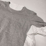 Sacai CW-022 Cotton T-Shirt バックボタン 切替デザイン 半袖Ｔシャツ カットソー AD2020 グレー ホワイト レディース サカイ【中古】4-0515S∞