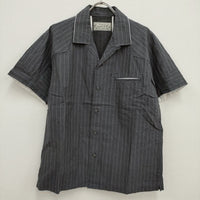 EESETT&Co. 新品 OPEN COLLAR SHIRT 定価30800円 36 ストライプオープンカラー 半袖シャツ グレー メンズ イーセットアンドコー【中古】4-0419S♪