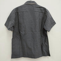 EESETT&Co. 新品 OPEN COLLAR SHIRT 定価30800円 36 ストライプオープンカラー 半袖シャツ グレー メンズ イーセットアンドコー【中古】4-0419S♪