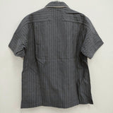 EESETT&Co. 新品 OPEN COLLAR SHIRT 定価30800円 36 ストライプオープンカラー 半袖シャツ グレー メンズ イーセットアンドコー【中古】4-0419S♪