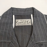 EESETT&Co. 新品 OPEN COLLAR SHIRT 定価30800円 36 ストライプオープンカラー 半袖シャツ グレー メンズ イーセットアンドコー【中古】4-0419S♪