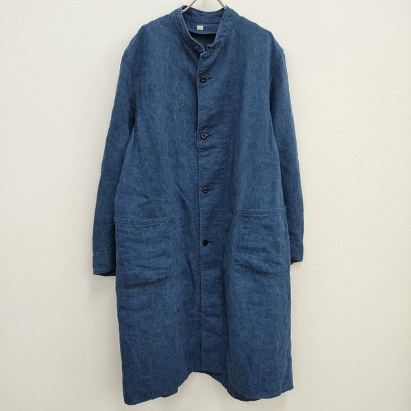 OUTIL MANTEAU QUINTENAS 超高密度リネンヘリンボーン インディゴ 定価79200円 サイズ2 コート 23SS ブルー メンズ ウティ【中古】4-0105M♪