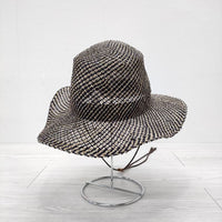 Nine Tailor Superb Hat ロングブリムハット 定価16500円 天然草木 帽子 ハット ベージュ ブラック メンズ ナインテイラー【中古】4-0610M◎