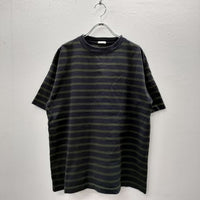 COMOLI コットンボーダー半袖クルー K01-05003 サイズ2 半袖Ｔシャツ カットソー ネイビー グリーン メンズ コモリ【中古】4-0711S♪