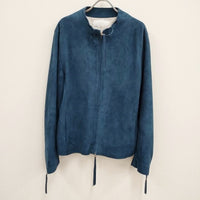 ASKYY アスキー ミスチル桜井着 REMOVABLE SINGLE LEATHER RIDERS JACKET 定価約18万円 スウェードライダースジャケット ブルー【中古】4-0108T♪