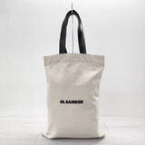 JIL SANDER TOTE GRANDE ロゴトートバッグ キャンバス レザー トートバッグ ブラック ベージュ メンズ ジルサンダー【中古】4-0704G◎