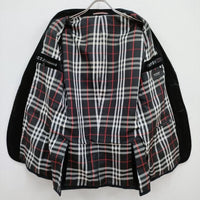 BURBERRY BLACK LABEL ベロア 2B サイズM テーラードジャケット ブラック メンズ バーバリーブラックレーベル【中古】4-0124T♪