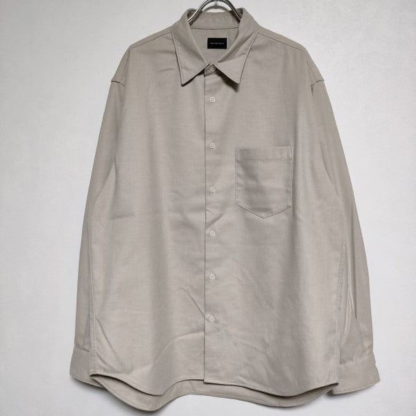 green label relaxing TRフラノ ジャストルーズ レギュラーカラー シャツ ストレッチ 防シワ 定価11000円  長袖シャツ 23AW ベージュ メンズ グリーンレーベルリラクシング【中古】4-0922T∞