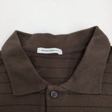 UNIVERSAL PRODUCTS product Border L/S Polo 223-60105 サイズ2 ボーダー ポロシャツ ブラウン メンズ ユニバーサルプロダクツ【中古】4-0503M♪