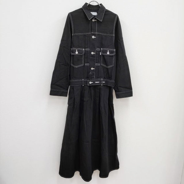 Graphpaper 新品 Belted Denim Dress GL203-60159B 定価57200円 サイズ0 ワンピース ブラック レディース グラフペーパー【中古】4-0325M♪