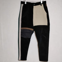 PANTARHEY パンタレイ ODDS & ENDS SKINNY 定価22000円 ベロア 切替 パッチワーク　 パンツ ブラック ベージュ メンズ【中古】4-1225T∞