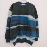 Graphpaper 新品 Jacquard Crew Neck Knit GU233-80281 定価41800円 サイズ1 ニット グリーン ブルー メンズ グラフペーパー【中古】4-0314T♪#