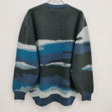 Graphpaper 新品 Jacquard Crew Neck Knit GU233-80281 定価41800円 サイズ1 ニット グリーン ブルー メンズ グラフペーパー【中古】4-0314T♪#