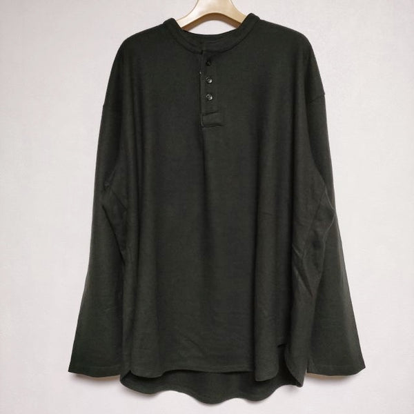 COLINA de passaros Super 140s Washable Wool Henleyneck PO Shirts ヘンリーネックシャツ  ニット ブラック メンズ コリーナ【中古】4-0829T∞