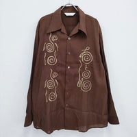 SASQUATCHfabrix. CHICHIN-PUI-PUI OPEN COLLAR BIG SHIRT 21SS-SY9-018 長袖シャツ ブラウン サスクワァッチファブリックス【中古】4-0503M♪