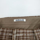 AURALEE LINEN SILK CHECK SLACKS A23SP02NC チェック サイズ4 パンツ ブラウン メンズ オーラリー【中古】4-0503M♪