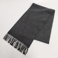 Johnstons 新品 wovan scarf 定番カシミヤストール マフラーフリンジ 定価25300円 チャコールグレー メンズ ジョンストンズ【中古】4-0402T♪