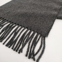 Johnstons 新品 wovan scarf 定番カシミヤストール マフラーフリンジ 定価25300円 チャコールグレー メンズ ジョンストンズ【中古】4-0402T♪