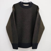 Slopeslow スロープスロウ 新品 1233020 BICOLOR SWEATER 定価71500円 バイカラー サイズM ニット 23AW カーキ メンズ【中古】4-0330T♪