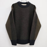 Slopeslow スロープスロウ 新品 1233020 BICOLOR SWEATER 定価71500円 バイカラー サイズM ニット 23AW カーキ メンズ【中古】4-0330T♪