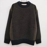 Slopeslow スロープスロウ 新品 1233020 BICOLOR SWEATER 定価71500円 バイカラー サイズM ニット 23AW カーキ メンズ【中古】4-0330T♪