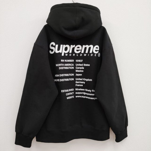 Supreme Worldwide Hooded Sweatshirt CANADA製 サイズL プルオーバー 裏起毛 パーカー ブラック メンズ シュプリーム【中古】4-0405T♪