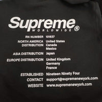 Supreme Worldwide Hooded Sweatshirt CANADA製 サイズL プルオーバー 裏起毛 パーカー ブラック メンズ シュプリーム【中古】4-0405T♪