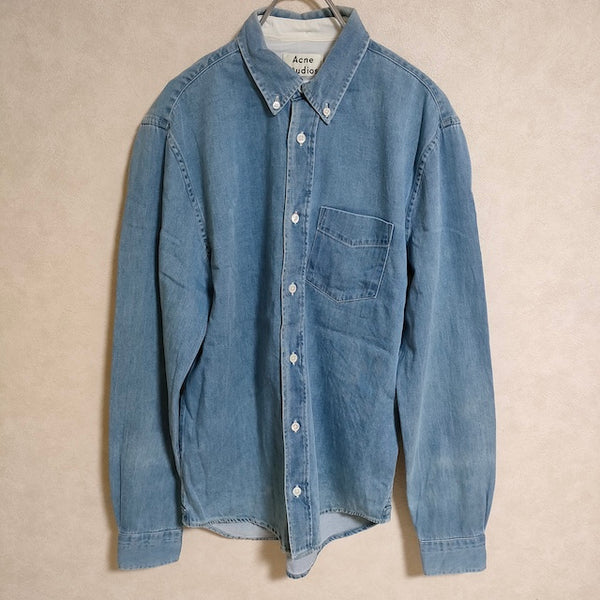 ACNE STUDIOS ISHERWOOD DEN ボタンダウンデニムシャツ サイズ44 長袖シャツ ライトブルー メンズ アクネストゥディオズ【中古】4-0513M△