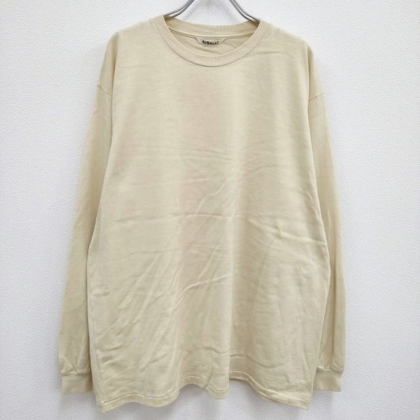 AURALEE LUSTER PLAITING L/S TEE A00SP01GT サイズ5 長袖Ｔシャツ カットソー ロンＴ ライトイエロー メンズ オーラリー【中古】4-0604M♪