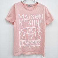 MAISON KITSUNE KITSUNE TEE ロゴ サイズXS 半袖Ｔシャツ カットソー ピンク レディース メゾンキツネ【中古】4-0514S♪