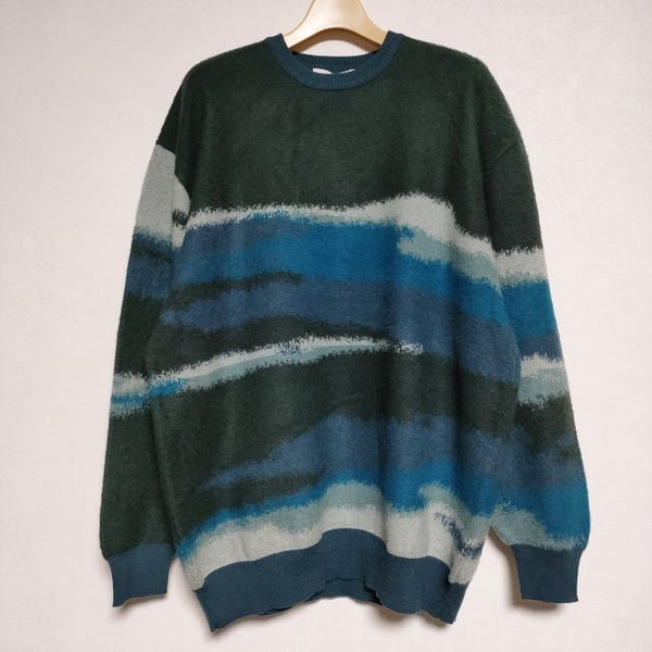 Graphpaper 新品 Jacquard Crew Neck Knit GU233-80281 定価35200円 セーター ニット グリーン メンズ グラフペーパー【中古】4-1111T∞