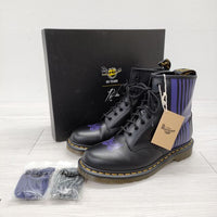 Needles/Dr.Martens NEEDLES STRIPE サイズ42 レースアップ ブーツ ブラック パープル メンズ ニードルス/ドクターマーチン【中古】4-0610G◎