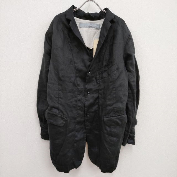 PLUS VETEMENTS DE TRAVAIL 新品 AMISH JACKET 定価61600円 リネンテーラードジャケット ブラック ヴェトモンドゥトラバイユ【中古】4-0512M♪