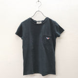 MAISON KITSUNE サイズXS 胸ポケット コットン 半袖Ｔシャツ カットソー ブラック レディース メゾンキツネ【中古】4-0801S◎