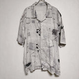 PORTER CLASSIC MONSIEUR KURATA COTTON LINEN SHORT SLEEVE SHIRT 定価37400円 半袖シャツ ホワイト グレー メンズ ポータークラシック【中古】4-0601S∞