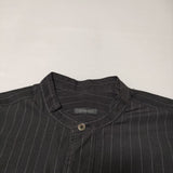 COMOLI バンドカラーシャツ  CHALK STRIPE 定価24000円 Q03-02002 長袖シャツ ブラック メンズ コモリ【中古】4-0701M∞