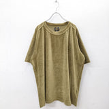 Needles S/S U Neck Tee - C/Pe Velour Tシャツ ベロア素材 IN201 サイズL 半袖Ｔシャツ カットソー カーキ メンズ ニードルス【中古】4-0801S◎