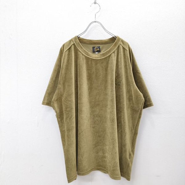 Needles S/S U Neck Tee - C/Pe Velour Tシャツ ベロア素材 IN201 サイズL 半袖Ｔシャツ カットソー カーキ  メンズ ニードルス【中古】4-0801S◎