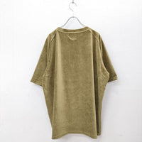 Needles S/S U Neck Tee - C/Pe Velour Tシャツ ベロア素材 IN201 サイズL 半袖Ｔシャツ カットソー カーキ メンズ ニードルス【中古】4-0801S◎