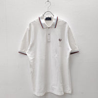 FRED PERRY イングランド製 コットン 44 ロゴ刺繍 ポロシャツ ホワイト メンズ フレッドペリー【中古】4-0801S◎