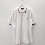 FRED PERRY イングランド製 コットン 44 ロゴ刺繍 ポロシャツ ホワイト メンズ フレッドペリー【中古】4-0801S◎